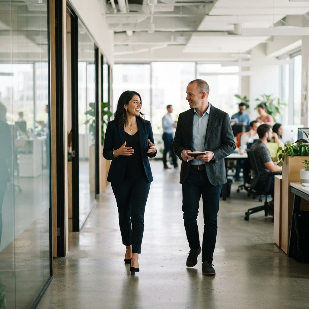 Environmental consultant assessing a commercial office space